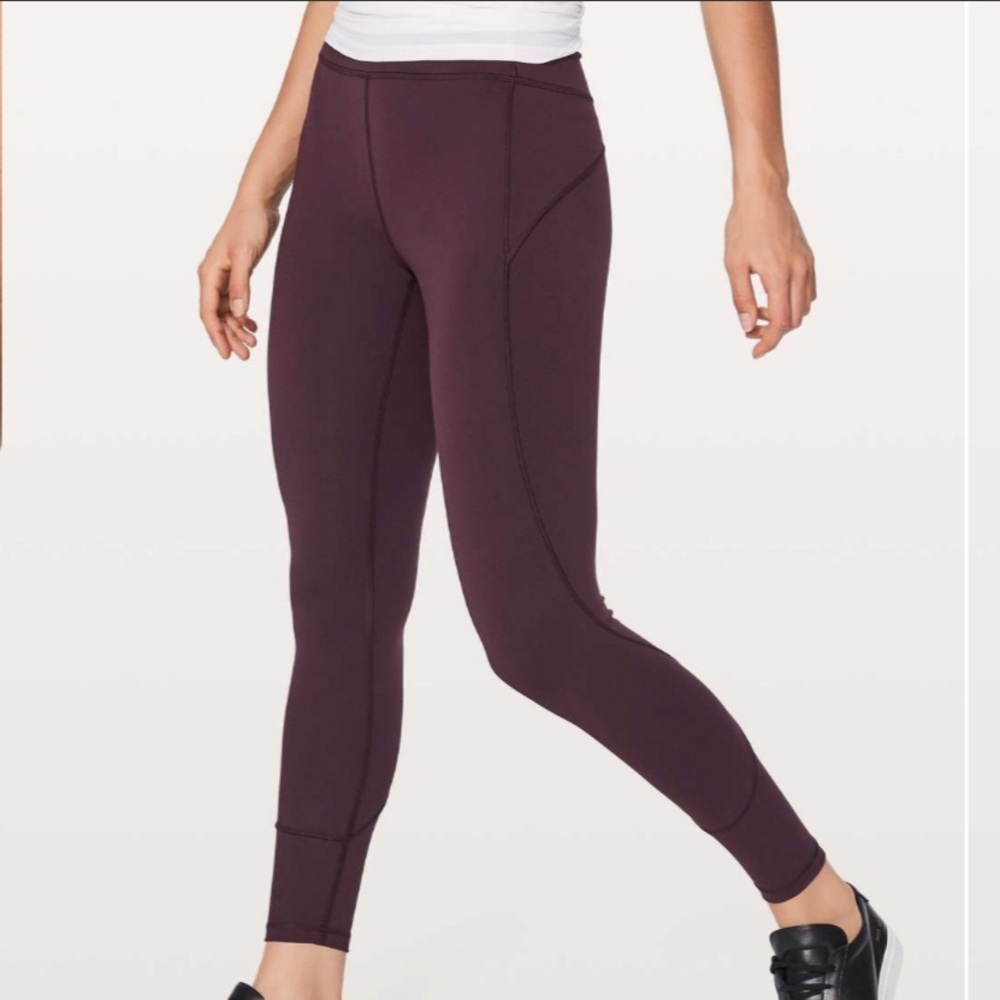 Lululemon In Movement 7/8 Tight *Everlux 25" Black Cherry Size 8